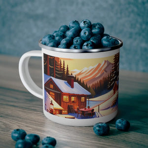 Rugged Enamel Camping Mug - Cabin in the Wilderness - Dipaliz - Mugs
