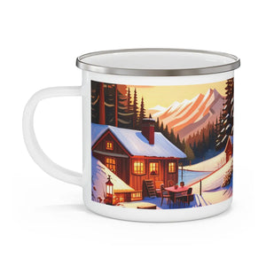 Rugged Enamel Camping Mug - Cabin in the Wilderness - Dipaliz - Mugs