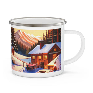 Rugged Enamel Camping Mug - Cabin in the Wilderness - Dipaliz - Mugs
