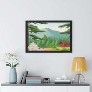 Gallery Canvas Stream Flowing Mountain Cabin Summer Scene - Dipaliz - Posters Prints & Visual Artwork