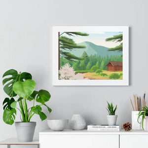Gallery Canvas Stream Flowing Mountain Cabin Summer Scene - Dipaliz - Posters Prints & Visual Artwork