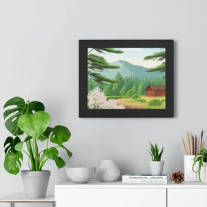 Gallery Canvas Stream Flowing Mountain Cabin Summer Scene - Dipaliz - Posters Prints & Visual Artwork