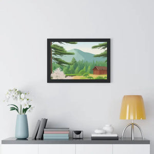 Gallery Canvas Stream Flowing Mountain Cabin Summer Scene - Dipaliz - Posters Prints & Visual Artwork