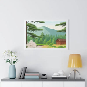 Gallery Canvas Stream Flowing Mountain Cabin Summer Scene - Dipaliz - Posters Prints & Visual Artwork