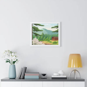 Gallery Canvas Stream Flowing Mountain Cabin Summer Scene - Dipaliz - Posters Prints & Visual Artwork