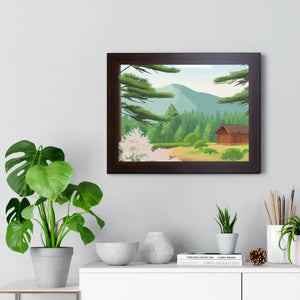 Gallery Canvas Stream Flowing Mountain Cabin Summer Scene - Dipaliz - Posters Prints & Visual Artwork