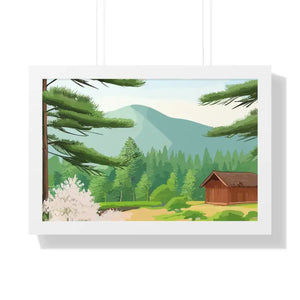 Gallery Canvas Stream Flowing Mountain Cabin Summer Scene - Dipaliz - 24″ x 16″ / White - Posters Prints & Visual