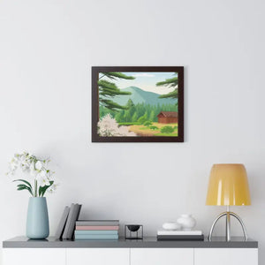 Gallery Canvas Stream Flowing Mountain Cabin Summer Scene - Dipaliz - Posters Prints & Visual Artwork