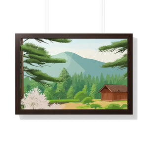 Gallery Canvas Stream Flowing Mountain Cabin Summer Scene - Dipaliz - 30’’ x 20’’ / Walnut - Posters Prints & Visual