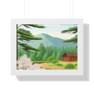 Gallery Canvas Stream Flowing Mountain Cabin Summer Scene - Dipaliz - 16″ x 12″ / White - Posters Prints & Visual