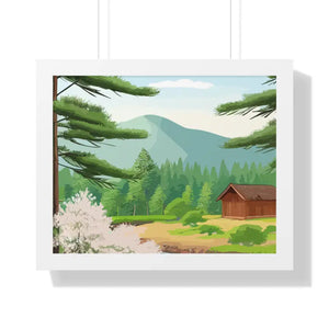 Gallery Canvas Stream Flowing Mountain Cabin Summer Scene - Dipaliz - 20’’ x 16’’ / White - Posters Prints & Visual