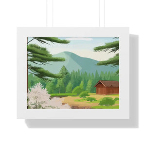 Gallery Canvas Stream Flowing Mountain Cabin Summer Scene - Dipaliz - 14″ x 11″ / White - Posters Prints & Visual