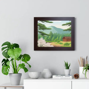 Gallery Canvas Stream Flowing Mountain Cabin Summer Scene - Dipaliz - Posters Prints & Visual Artwork