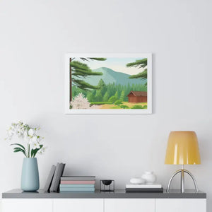 Gallery Canvas Stream Flowing Mountain Cabin Summer Scene - Dipaliz - Posters Prints & Visual Artwork