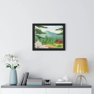 Gallery Canvas Stream Flowing Mountain Cabin Summer Scene - Dipaliz - Posters Prints & Visual Artwork