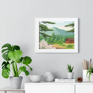 Gallery Canvas Stream Flowing Mountain Cabin Summer Scene - Dipaliz - Posters Prints & Visual Artwork