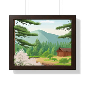 Gallery Canvas Stream Flowing Mountain Cabin Summer Scene - Dipaliz - 20’’ x 16’’ / Walnut - Posters Prints & Visual