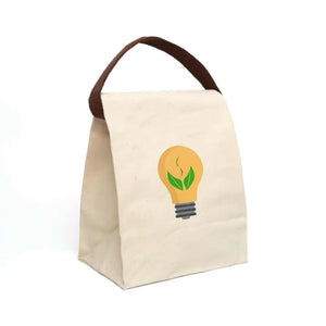 Canvas Lunch Bag - Idea Bulb Design Creative Energy - Dipaliz - 8’’ x 12.5’’ 5.5’’ / Natural - Boxes & Totes
