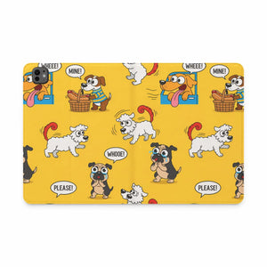 Dipaliz Cartoon Dog Pattern Tablet Folio Case Vegan Leather - Computer Accessories