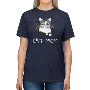 DipaliZ Cat Mom triblend tee with an original flat-shape cat design