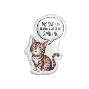 Dipaliz Cat Quote Acrylic Statue Wake Up Smiling Decor - Sculptures & Statues