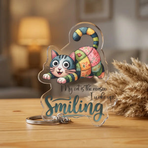 Dipaliz Cat Statue Smiling Decorative Figurine Acrylic - Sculptures & Statues