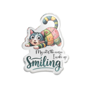 Dipaliz Cat Statue Smiling Decorative Figurine Acrylic - Sculptures & Statues