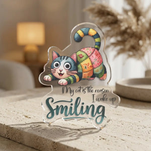 Dipaliz Cat Statue Smiling Decorative Figurine Acrylic - Sculptures & Statues