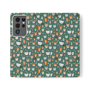 Cat Samsung Galaxy S22 Flip Case - Faux Leather - Dipaliz - Mobile Phone Cases