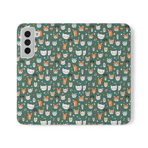 Cat Samsung Galaxy S22 Flip Case - Faux Leather - Dipaliz - Mobile Phone Cases