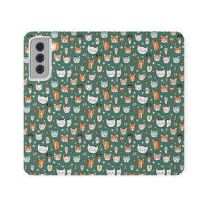 Cat Samsung Galaxy S22 Flip Case - Faux Leather - Dipaliz - Mobile Phone Cases