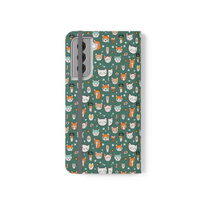 Cat Samsung Galaxy S22 Flip Case - Faux Leather - Dipaliz - Mobile Phone Cases