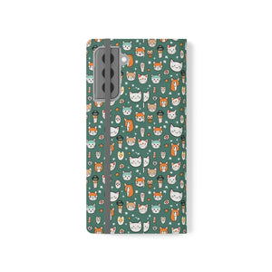 Cat Samsung Galaxy S22 Flip Case - Faux Leather - Dipaliz - Mobile Phone Cases