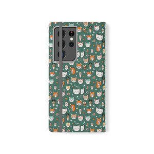 Cat Samsung Galaxy S22 Flip Case - Faux Leather - Dipaliz - Mobile Phone Cases