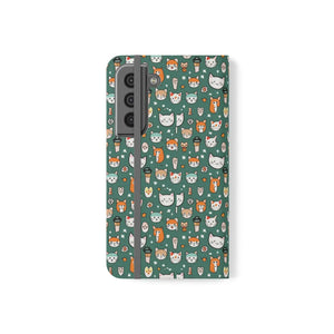 Cat Samsung Galaxy S22 Flip Case - Faux Leather - Dipaliz - Mobile Phone Cases