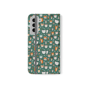 Cat Samsung Galaxy S22 Flip Case - Faux Leather - Dipaliz - Mobile Phone Cases
