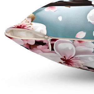Cherry Blossom Floral Throw Pillow – Spun Polyester - Dipaliz - Pillows