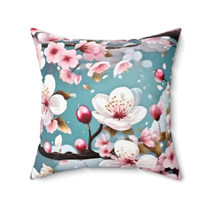 Cherry Blossom Floral Throw Pillow – Spun Polyester - Dipaliz - Pillows