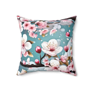 Cherry Blossom Floral Throw Pillow – Spun Polyester - Dipaliz - Pillows