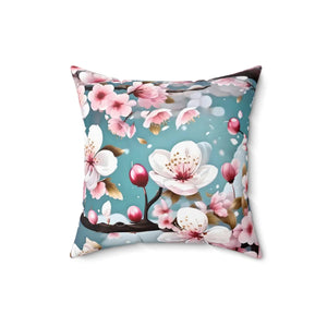 Cherry Blossom Floral Throw Pillow – Spun Polyester - Dipaliz - Pillows