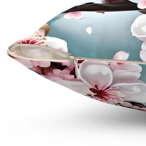 Cherry Blossom Floral Throw Pillow – Spun Polyester - Dipaliz - Pillows