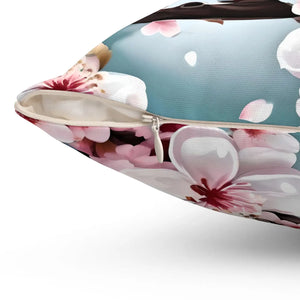 Cherry Blossom Floral Throw Pillow – Spun Polyester - Dipaliz - Pillows