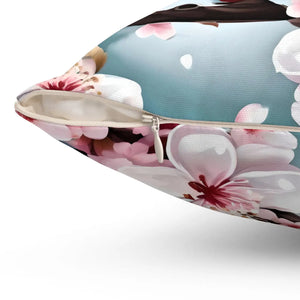 Cherry Blossom Floral Throw Pillow – Spun Polyester - Dipaliz - Pillows