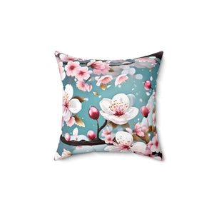 Cherry Blossom Floral Throw Pillow – Spun Polyester - Dipaliz - Pillows