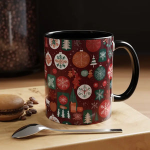 Mug - Accent Coffee - Christmas Ornaments 11oz Two-tone - Dipaliz Black