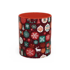 Mug - Accent Coffee - Christmas Ornaments 11oz Two-tone - Dipaliz Red