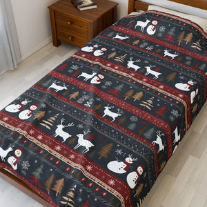 Velveteen Plush Blanket Christmas Reindeer Cozy Warm - Dipaliz - 60’’ × 80’’ - Blankets