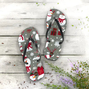 Christmas Snowman Unisex Flip Flops Festive Comfort Dipaliz - Slippers