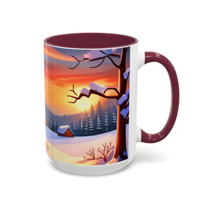 Christmas Winter Colorful Mugs - Festive Ceramic Red Mug - Dipaliz