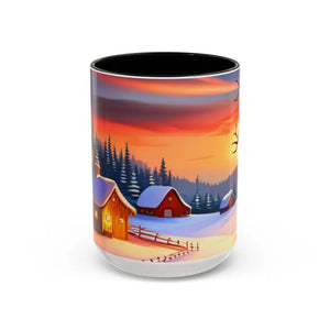 Christmas Winter Colorful Mugs - Festive Ceramic Red Mug - Dipaliz - 15oz / Black